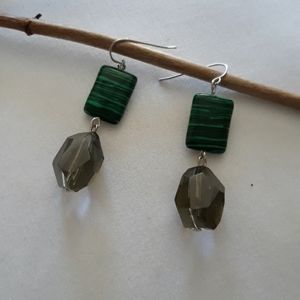 Malachite and Crystal Earrings